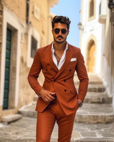 Terracotta Linen Suit